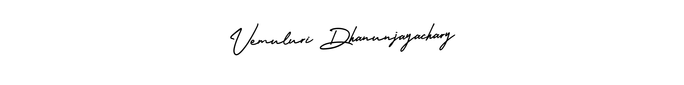 You can use this online signature creator to create a handwritten signature for the name Vemuluri Dhanunjayachary. This is the best online autograph maker. Vemuluri Dhanunjayachary signature style 3 images and pictures png