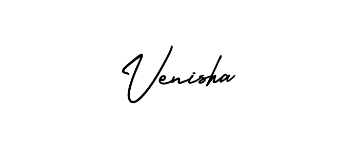 You should practise on your own different ways (AmerikaSignatureDemo-Regular) to write your name (Venisha) in signature. don't let someone else do it for you. Venisha signature style 3 images and pictures png