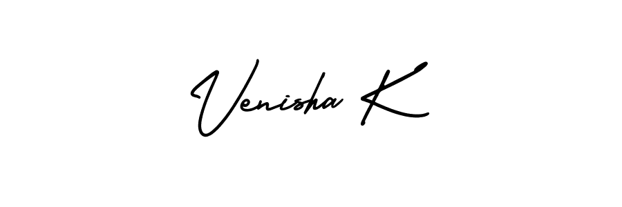 The best way (AmerikaSignatureDemo-Regular) to make a short signature is to pick only two or three words in your name. The name Venisha K include a total of six letters. For converting this name. Venisha K signature style 3 images and pictures png