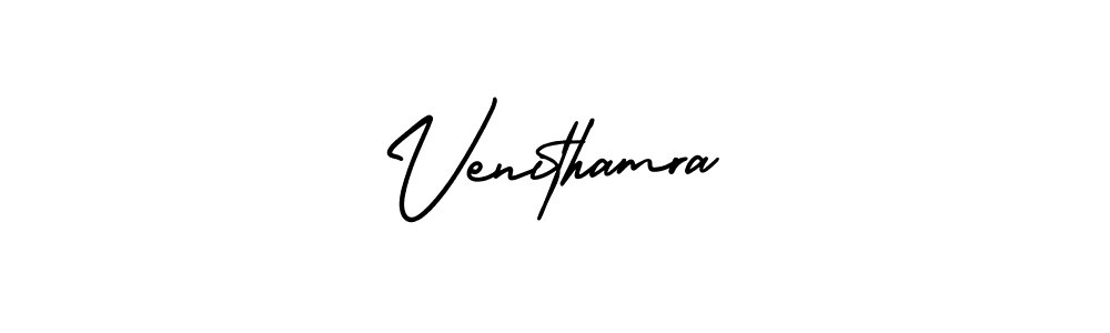 The best way (AmerikaSignatureDemo-Regular) to make a short signature is to pick only two or three words in your name. The name Venithamra include a total of six letters. For converting this name. Venithamra signature style 3 images and pictures png