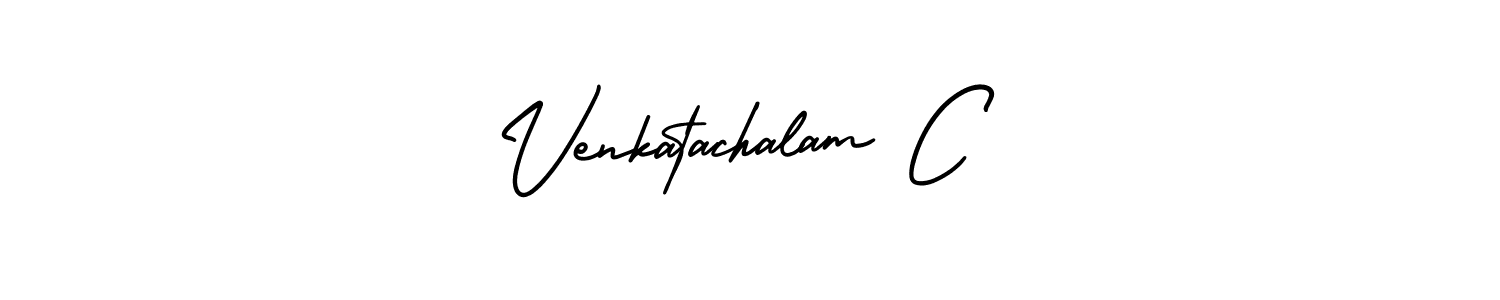 The best way (AmerikaSignatureDemo-Regular) to make a short signature is to pick only two or three words in your name. The name Venkatachalam C include a total of six letters. For converting this name. Venkatachalam C signature style 3 images and pictures png