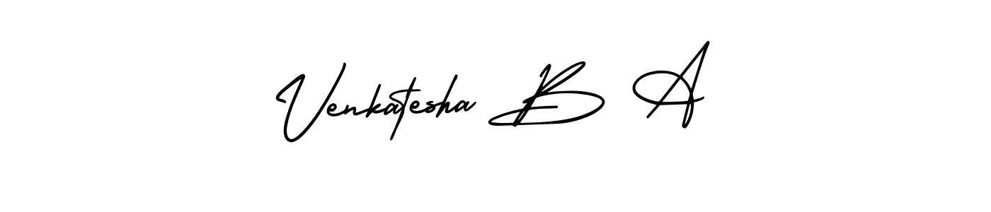 The best way (AmerikaSignatureDemo-Regular) to make a short signature is to pick only two or three words in your name. The name Venkatesha B A include a total of six letters. For converting this name. Venkatesha B A signature style 3 images and pictures png