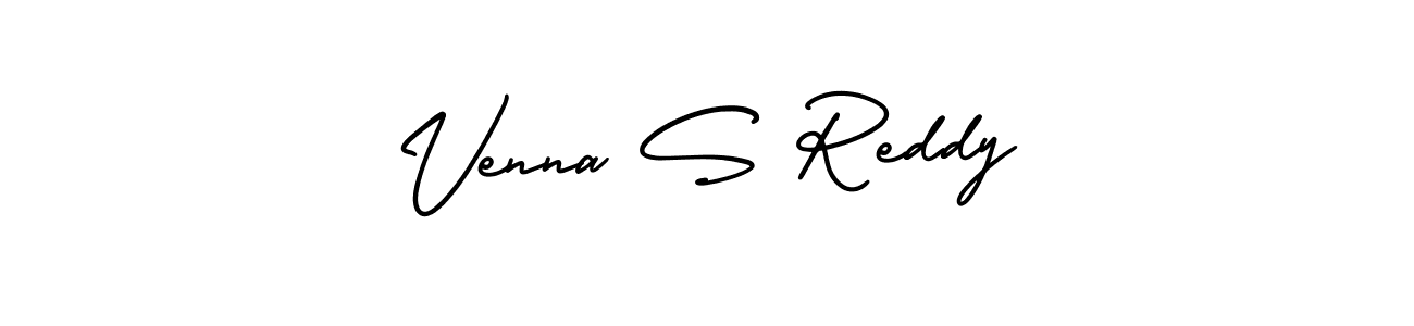 You should practise on your own different ways (AmerikaSignatureDemo-Regular) to write your name (Venna S Reddy) in signature. don't let someone else do it for you. Venna S Reddy signature style 3 images and pictures png