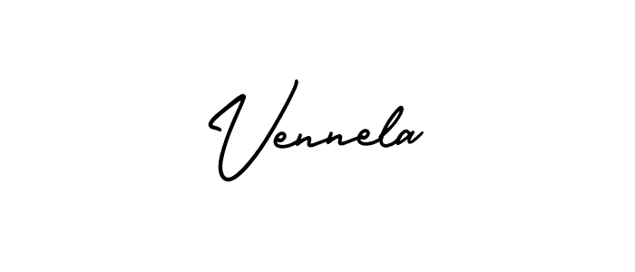 You should practise on your own different ways (AmerikaSignatureDemo-Regular) to write your name (Vennela) in signature. don't let someone else do it for you. Vennela signature style 3 images and pictures png