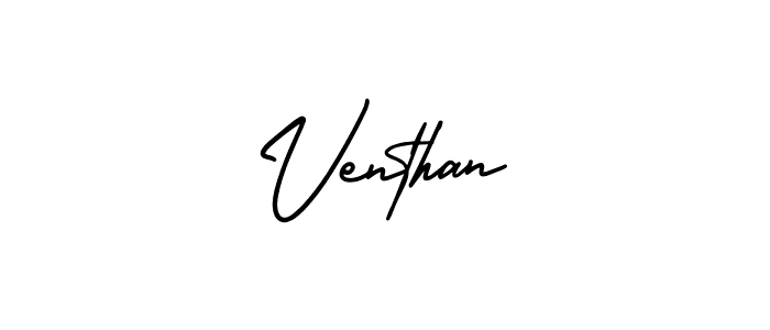 How to make Venthan name signature. Use AmerikaSignatureDemo-Regular style for creating short signs online. This is the latest handwritten sign. Venthan signature style 3 images and pictures png