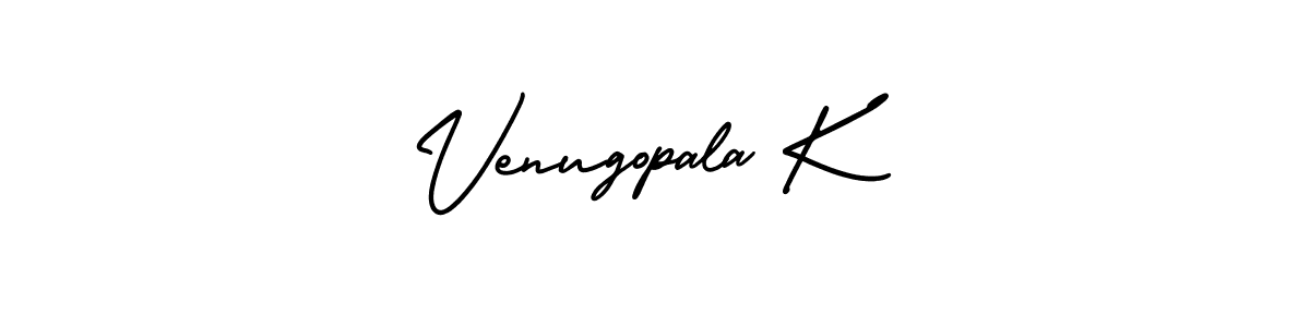 The best way (AmerikaSignatureDemo-Regular) to make a short signature is to pick only two or three words in your name. The name Venugopala K include a total of six letters. For converting this name. Venugopala K signature style 3 images and pictures png