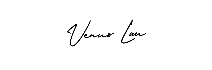 You should practise on your own different ways (AmerikaSignatureDemo-Regular) to write your name (Venus Lau) in signature. don't let someone else do it for you. Venus Lau signature style 3 images and pictures png