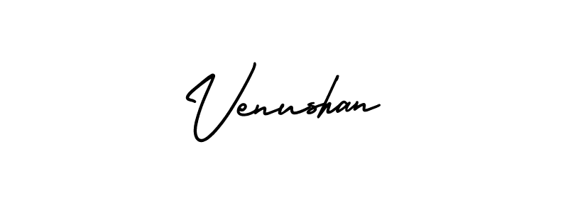 You should practise on your own different ways (AmerikaSignatureDemo-Regular) to write your name (Venushan) in signature. don't let someone else do it for you. Venushan signature style 3 images and pictures png