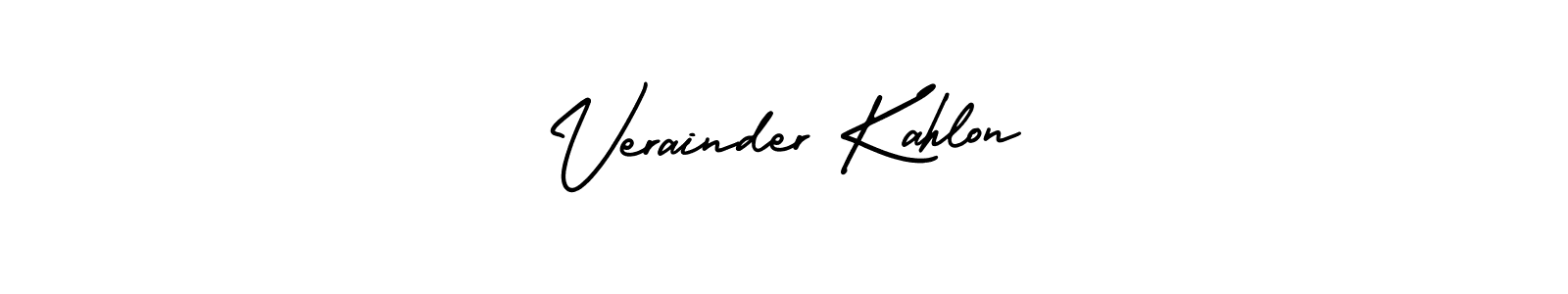 The best way (AmerikaSignatureDemo-Regular) to make a short signature is to pick only two or three words in your name. The name Verainder Kahlon include a total of six letters. For converting this name. Verainder Kahlon signature style 3 images and pictures png