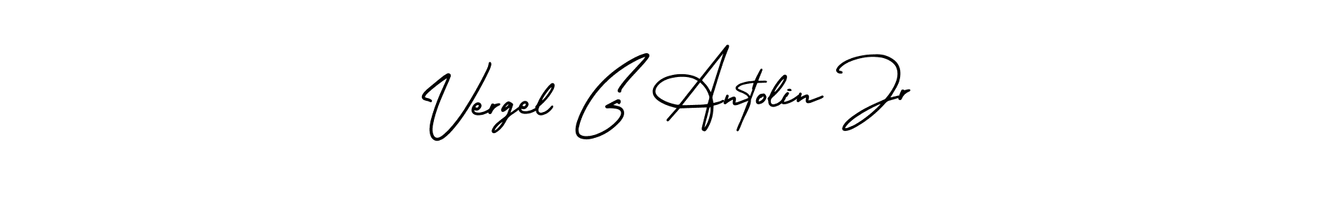 Use a signature maker to create a handwritten signature online. With this signature software, you can design (AmerikaSignatureDemo-Regular) your own signature for name Vergel G Antolin Jr. Vergel G Antolin Jr signature style 3 images and pictures png
