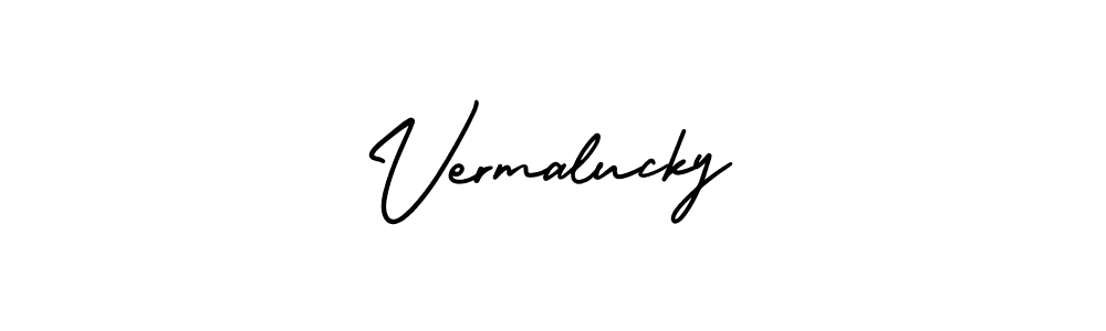 You should practise on your own different ways (AmerikaSignatureDemo-Regular) to write your name (Vermalucky) in signature. don't let someone else do it for you. Vermalucky signature style 3 images and pictures png