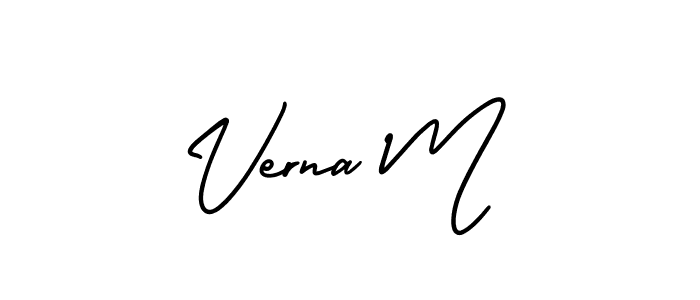 How to make Verna M name signature. Use AmerikaSignatureDemo-Regular style for creating short signs online. This is the latest handwritten sign. Verna M signature style 3 images and pictures png