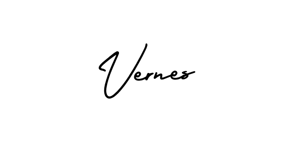 You should practise on your own different ways (AmerikaSignatureDemo-Regular) to write your name (Vernes) in signature. don't let someone else do it for you. Vernes signature style 3 images and pictures png