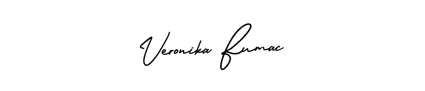 The best way (AmerikaSignatureDemo-Regular) to make a short signature is to pick only two or three words in your name. The name Veronika Fumac include a total of six letters. For converting this name. Veronika Fumac signature style 3 images and pictures png