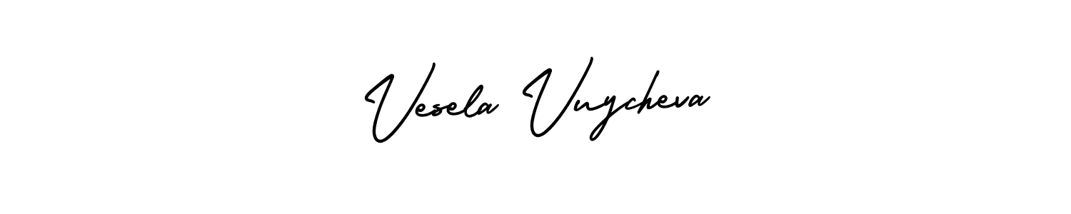 How to Draw Vesela Vuycheva signature style? AmerikaSignatureDemo-Regular is a latest design signature styles for name Vesela Vuycheva. Vesela Vuycheva signature style 3 images and pictures png
