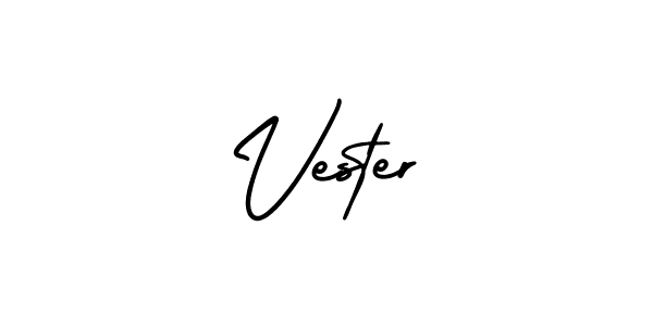 The best way (AmerikaSignatureDemo-Regular) to make a short signature is to pick only two or three words in your name. The name Vester include a total of six letters. For converting this name. Vester signature style 3 images and pictures png