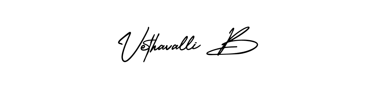 How to make Vethavalli B name signature. Use AmerikaSignatureDemo-Regular style for creating short signs online. This is the latest handwritten sign. Vethavalli B signature style 3 images and pictures png