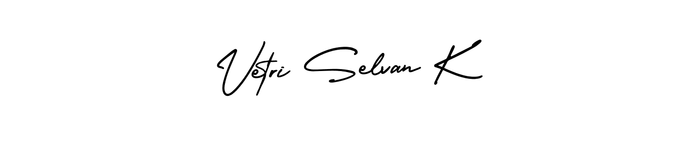 It looks lik you need a new signature style for name Vetri Selvan K. Design unique handwritten (AmerikaSignatureDemo-Regular) signature with our free signature maker in just a few clicks. Vetri Selvan K signature style 3 images and pictures png