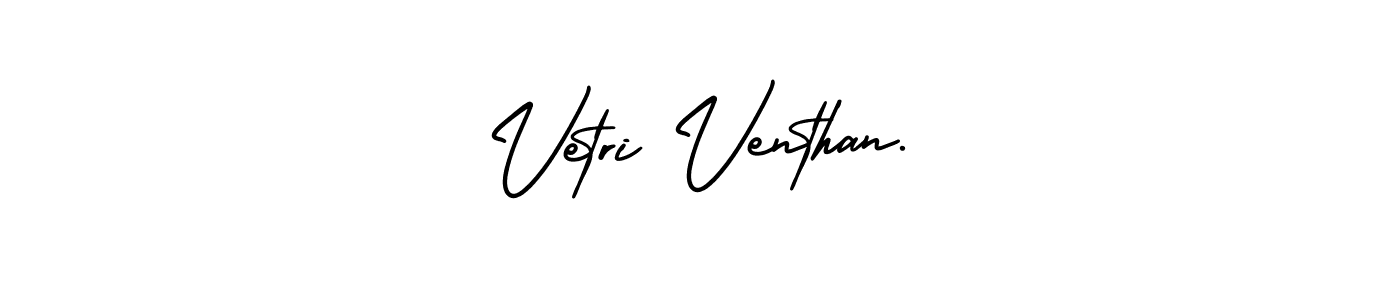 The best way (AmerikaSignatureDemo-Regular) to make a short signature is to pick only two or three words in your name. The name Vetri Venthan. include a total of six letters. For converting this name. Vetri Venthan. signature style 3 images and pictures png