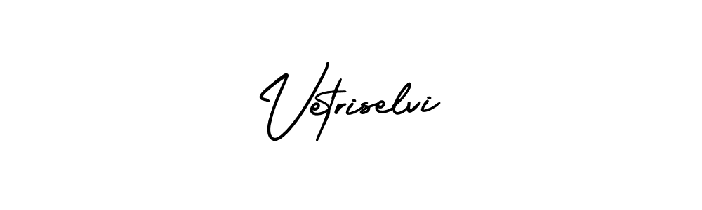 if you are searching for the best signature style for your name Vetriselvi. so please give up your signature search. here we have designed multiple signature styles  using AmerikaSignatureDemo-Regular. Vetriselvi signature style 3 images and pictures png