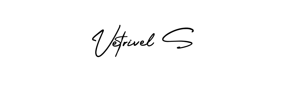 Vetrivel S stylish signature style. Best Handwritten Sign (AmerikaSignatureDemo-Regular) for my name. Handwritten Signature Collection Ideas for my name Vetrivel S. Vetrivel S signature style 3 images and pictures png