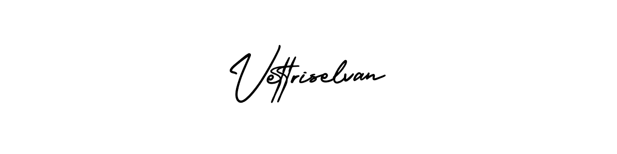 You should practise on your own different ways (AmerikaSignatureDemo-Regular) to write your name (Vettriselvan) in signature. don't let someone else do it for you. Vettriselvan signature style 3 images and pictures png