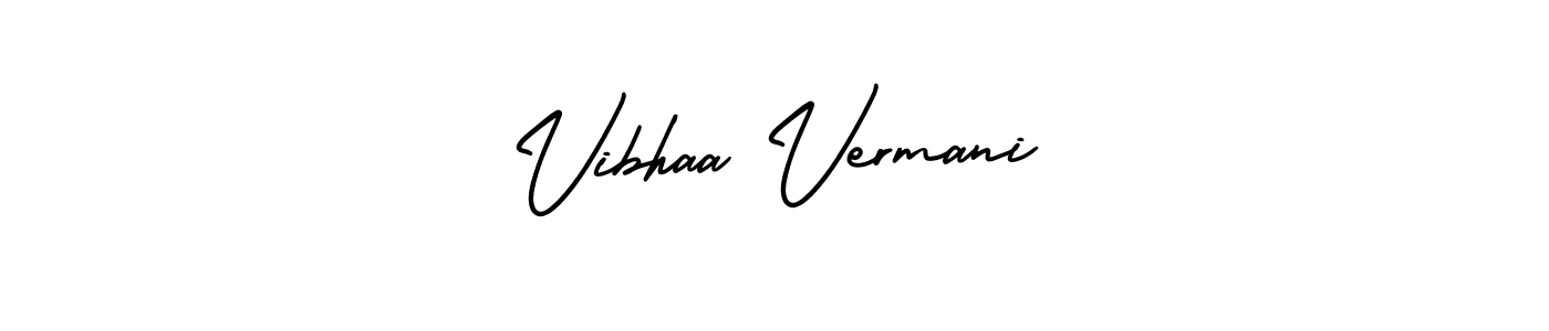 The best way (AmerikaSignatureDemo-Regular) to make a short signature is to pick only two or three words in your name. The name Vibhaa Vermani include a total of six letters. For converting this name. Vibhaa Vermani signature style 3 images and pictures png
