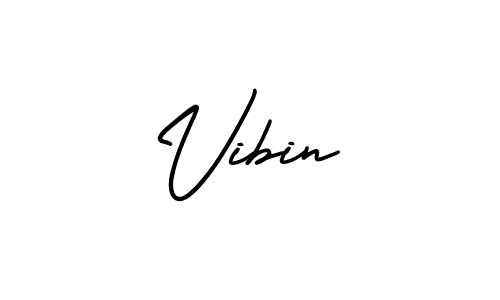 You should practise on your own different ways (AmerikaSignatureDemo-Regular) to write your name (Vibin) in signature. don't let someone else do it for you. Vibin signature style 3 images and pictures png