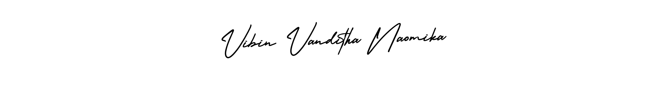 The best way (AmerikaSignatureDemo-Regular) to make a short signature is to pick only two or three words in your name. The name Vibin Vanditha Naomika include a total of six letters. For converting this name. Vibin Vanditha Naomika signature style 3 images and pictures png