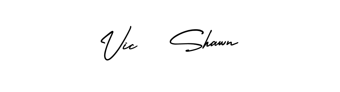 How to make Vic   Shawn name signature. Use AmerikaSignatureDemo-Regular style for creating short signs online. This is the latest handwritten sign. Vic   Shawn signature style 3 images and pictures png