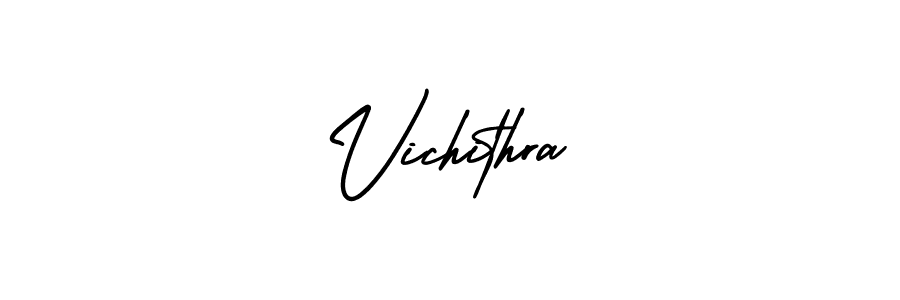 The best way (AmerikaSignatureDemo-Regular) to make a short signature is to pick only two or three words in your name. The name Vichithra include a total of six letters. For converting this name. Vichithra signature style 3 images and pictures png