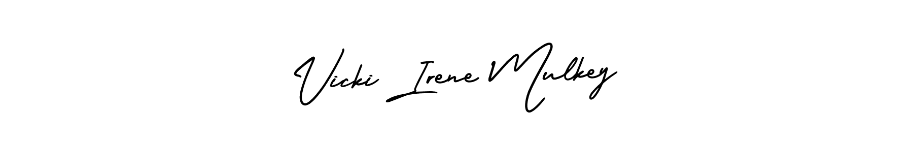 This is the best signature style for the Vicki Irene Mulkey name. Also you like these signature font (AmerikaSignatureDemo-Regular). Mix name signature. Vicki Irene Mulkey signature style 3 images and pictures png