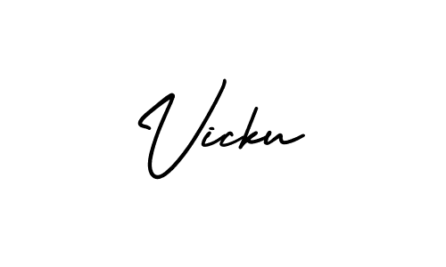 The best way (AmerikaSignatureDemo-Regular) to make a short signature is to pick only two or three words in your name. The name Vicku include a total of six letters. For converting this name. Vicku signature style 3 images and pictures png