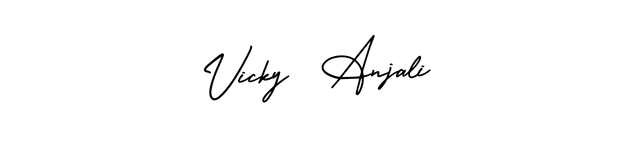 AmerikaSignatureDemo-Regular is a professional signature style that is perfect for those who want to add a touch of class to their signature. It is also a great choice for those who want to make their signature more unique. Get Vicky  Anjali name to fancy signature for free. Vicky  Anjali signature style 3 images and pictures png