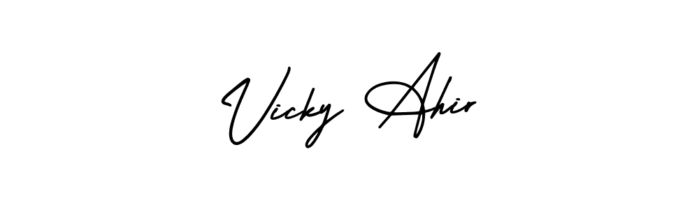 This is the best signature style for the Vicky Ahir name. Also you like these signature font (AmerikaSignatureDemo-Regular). Mix name signature. Vicky Ahir signature style 3 images and pictures png