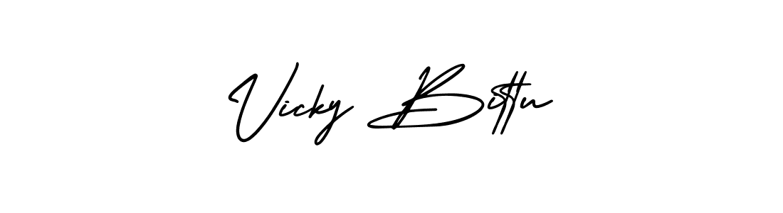 The best way (AmerikaSignatureDemo-Regular) to make a short signature is to pick only two or three words in your name. The name Vicky Bittu include a total of six letters. For converting this name. Vicky Bittu signature style 3 images and pictures png