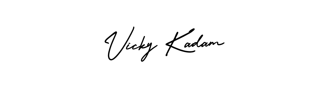 The best way (AmerikaSignatureDemo-Regular) to make a short signature is to pick only two or three words in your name. The name Vicky Kadam include a total of six letters. For converting this name. Vicky Kadam signature style 3 images and pictures png