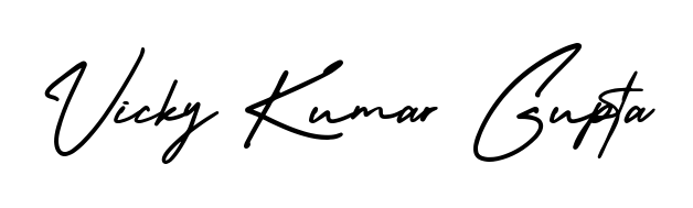 You can use this online signature creator to create a handwritten signature for the name Vicky Kumar Gupta. This is the best online autograph maker. Vicky Kumar Gupta signature style 3 images and pictures png