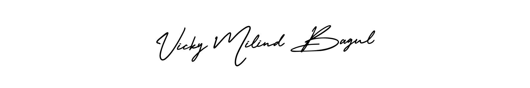 Make a beautiful signature design for name Vicky Milind Bagul. With this signature (AmerikaSignatureDemo-Regular) style, you can create a handwritten signature for free. Vicky Milind Bagul signature style 3 images and pictures png