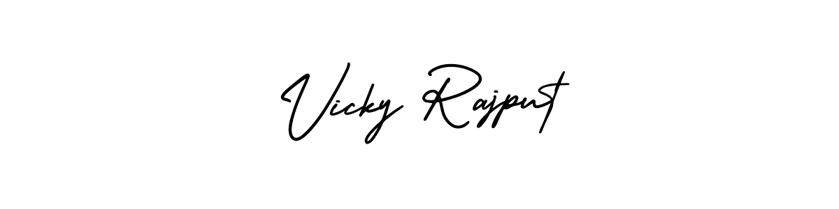 This is the best signature style for the Vicky Rajput name. Also you like these signature font (AmerikaSignatureDemo-Regular). Mix name signature. Vicky Rajput signature style 3 images and pictures png