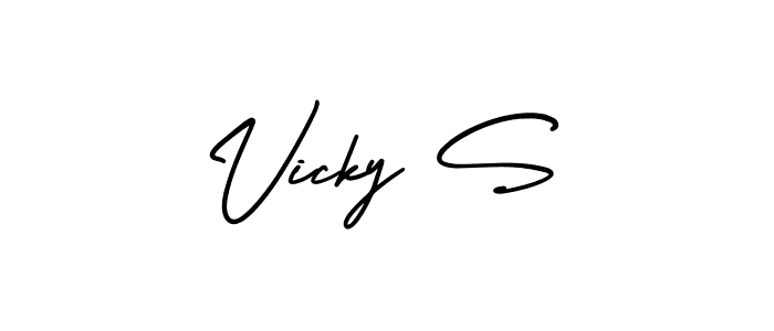 The best way (AmerikaSignatureDemo-Regular) to make a short signature is to pick only two or three words in your name. The name Vicky S include a total of six letters. For converting this name. Vicky S signature style 3 images and pictures png