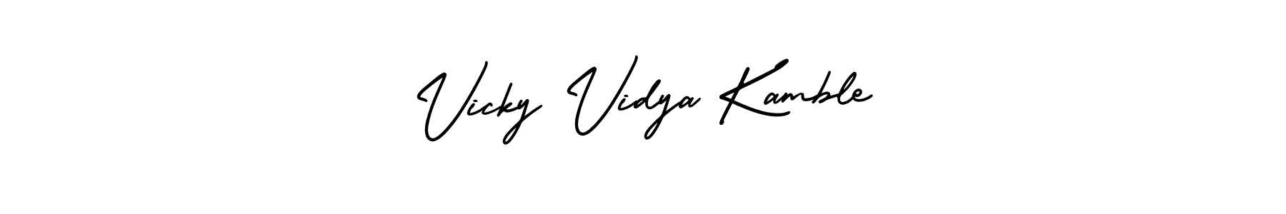 The best way (AmerikaSignatureDemo-Regular) to make a short signature is to pick only two or three words in your name. The name Vicky Vidya Kamble include a total of six letters. For converting this name. Vicky Vidya Kamble signature style 3 images and pictures png