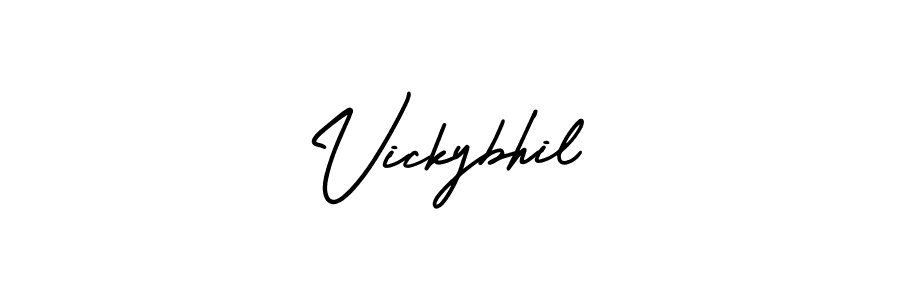 Vickybhil stylish signature style. Best Handwritten Sign (AmerikaSignatureDemo-Regular) for my name. Handwritten Signature Collection Ideas for my name Vickybhil. Vickybhil signature style 3 images and pictures png