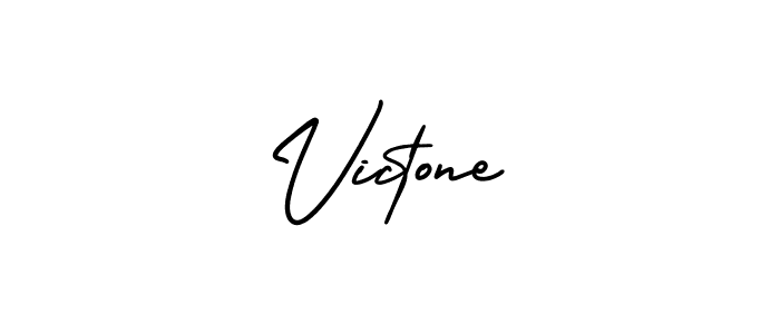 The best way (AmerikaSignatureDemo-Regular) to make a short signature is to pick only two or three words in your name. The name Victone include a total of six letters. For converting this name. Victone signature style 3 images and pictures png