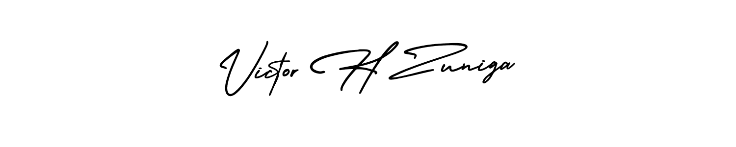 It looks lik you need a new signature style for name Victor H Zuniga. Design unique handwritten (AmerikaSignatureDemo-Regular) signature with our free signature maker in just a few clicks. Victor H Zuniga signature style 3 images and pictures png