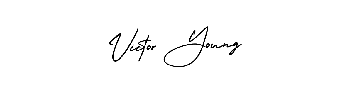 You should practise on your own different ways (AmerikaSignatureDemo-Regular) to write your name (Victor Young) in signature. don't let someone else do it for you. Victor Young signature style 3 images and pictures png