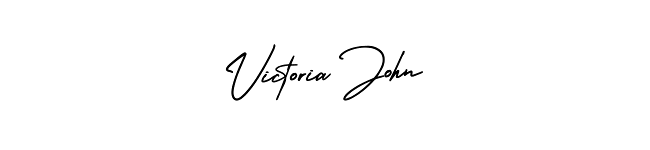 Victoria John stylish signature style. Best Handwritten Sign (AmerikaSignatureDemo-Regular) for my name. Handwritten Signature Collection Ideas for my name Victoria John. Victoria John signature style 3 images and pictures png