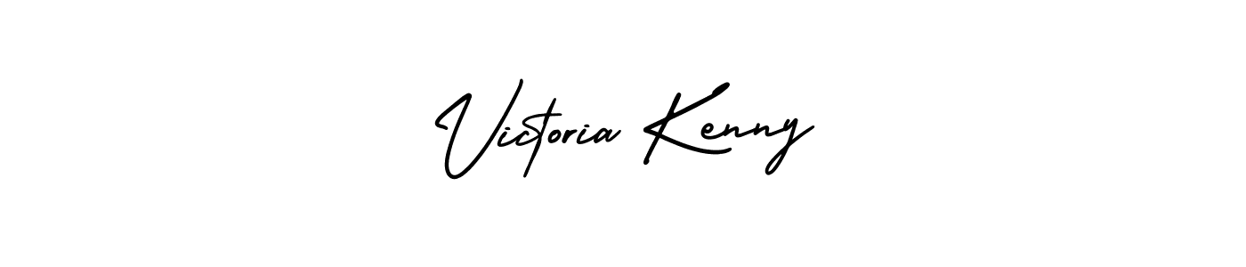 You should practise on your own different ways (AmerikaSignatureDemo-Regular) to write your name (Victoria Kenny) in signature. don't let someone else do it for you. Victoria Kenny signature style 3 images and pictures png