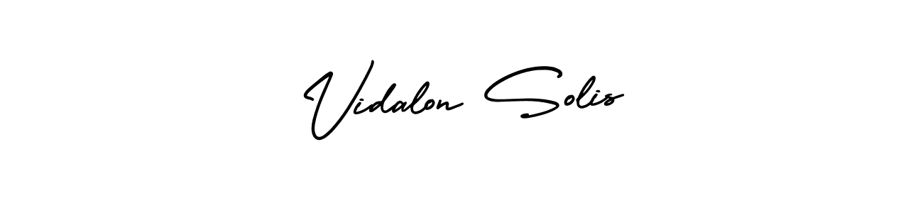 You should practise on your own different ways (AmerikaSignatureDemo-Regular) to write your name (Vidalon Solis) in signature. don't let someone else do it for you. Vidalon Solis signature style 3 images and pictures png