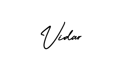 How to make Vidar name signature. Use AmerikaSignatureDemo-Regular style for creating short signs online. This is the latest handwritten sign. Vidar signature style 3 images and pictures png